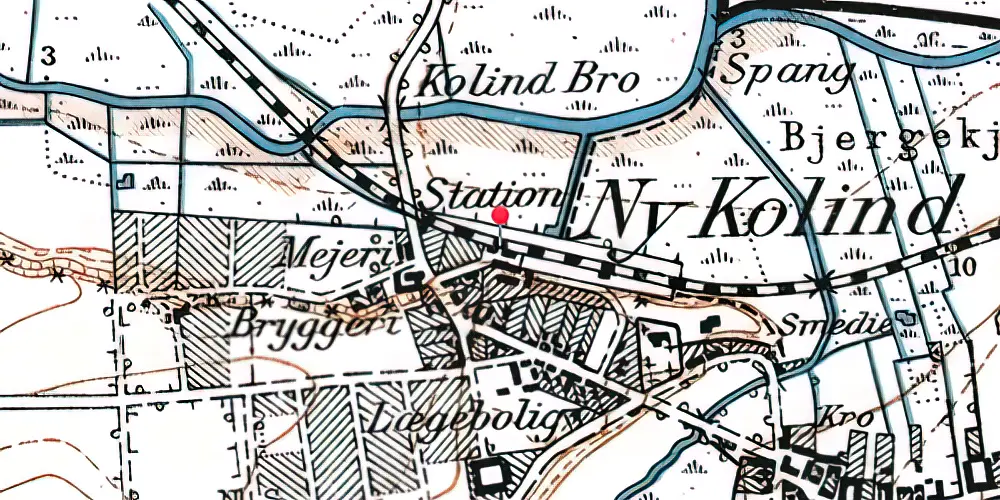 Historisk kort over Kolind Station [1876-2016]