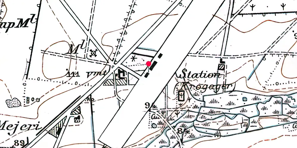 Historisk kort over Krogager Station Historisk kort over Krogager Station