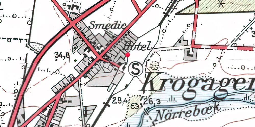 Historisk kort over Krogager Station Historisk kort over Krogager Station