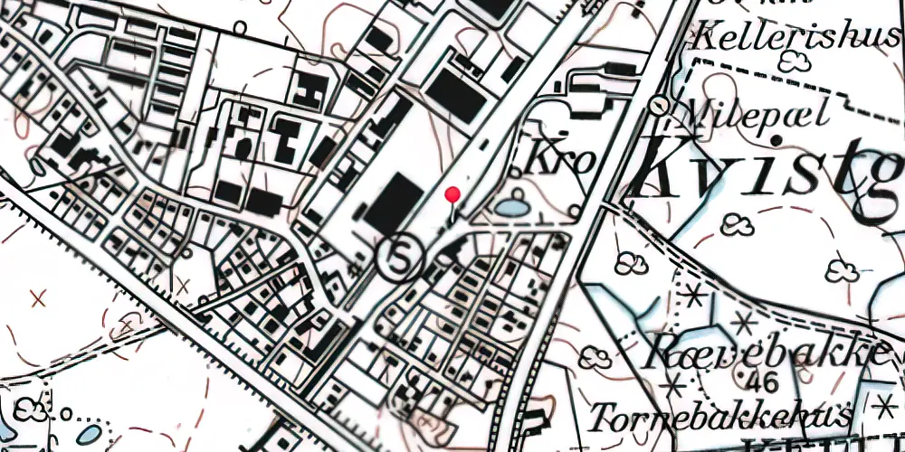 Historisk kort over Kvistgård Station