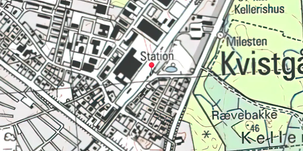 Historisk kort over Kvistgård Station