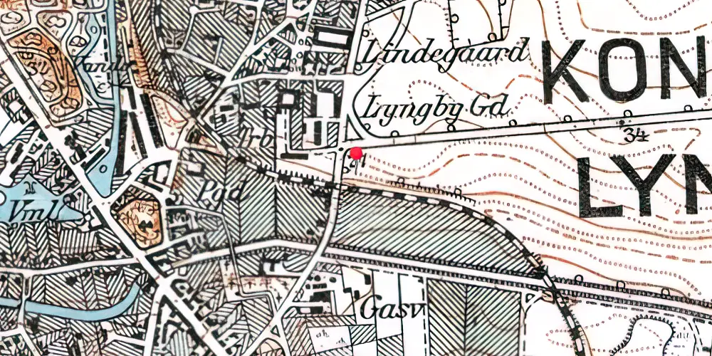 Historisk kort over Lyngby Lokal Station Historisk kort over Lyngby Lokal Station
