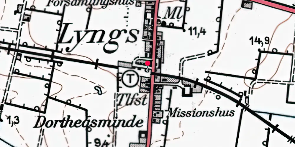 Historisk kort over Lyngs Trinbræt Historisk kort over Lyngs Trinbræt