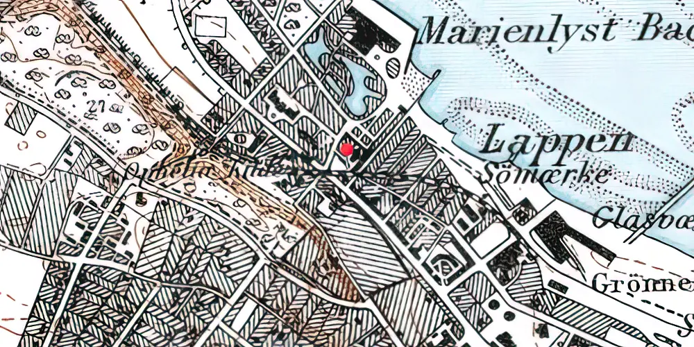 Historisk kort over Marienlyst Trinbræt Historisk kort over Marienlyst Trinbræt
