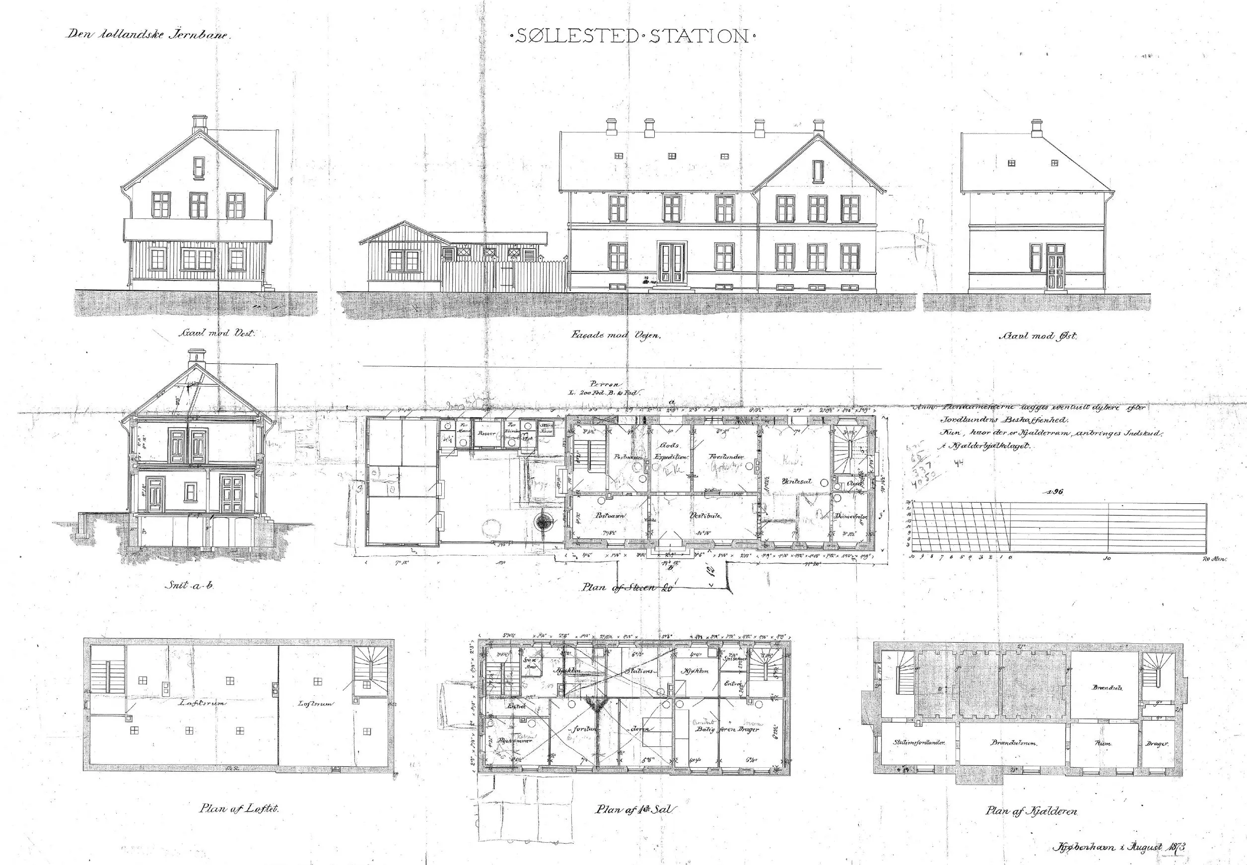Tegning af Søllested Station Tegning af Søllested Station