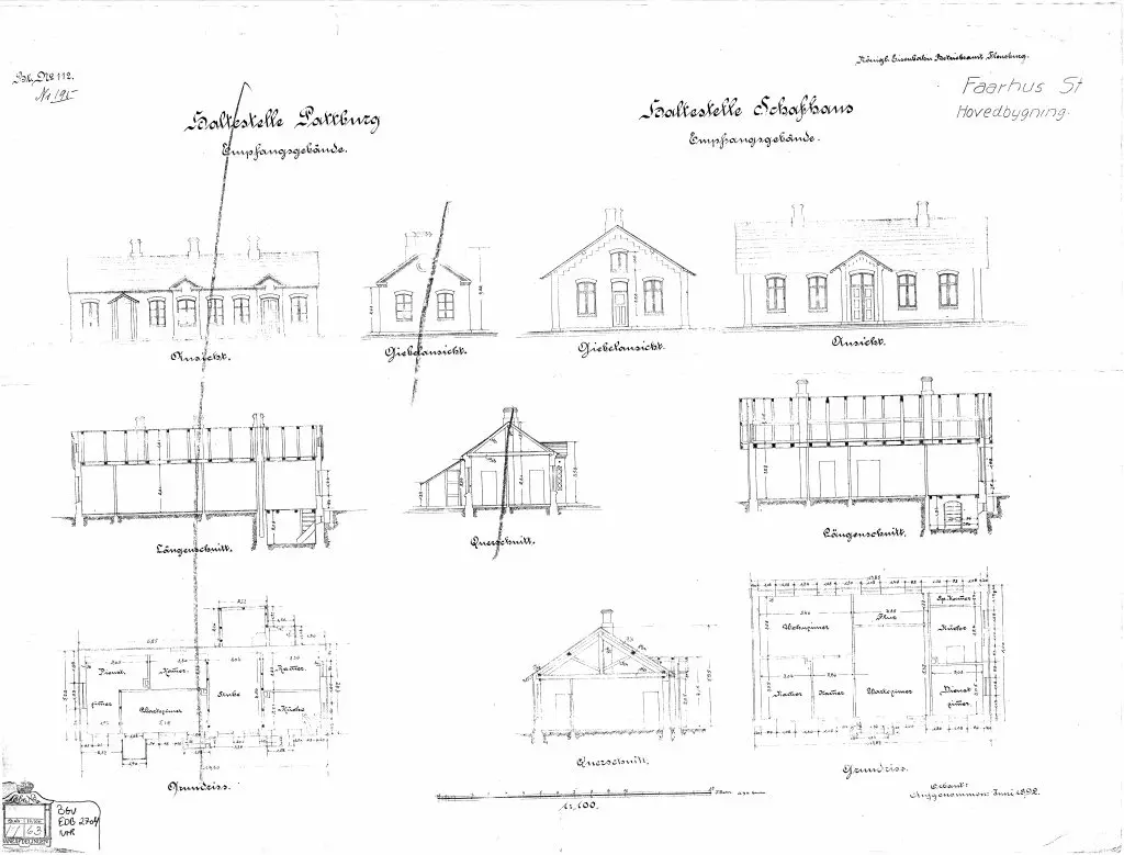 Tegning af Padborg Station.