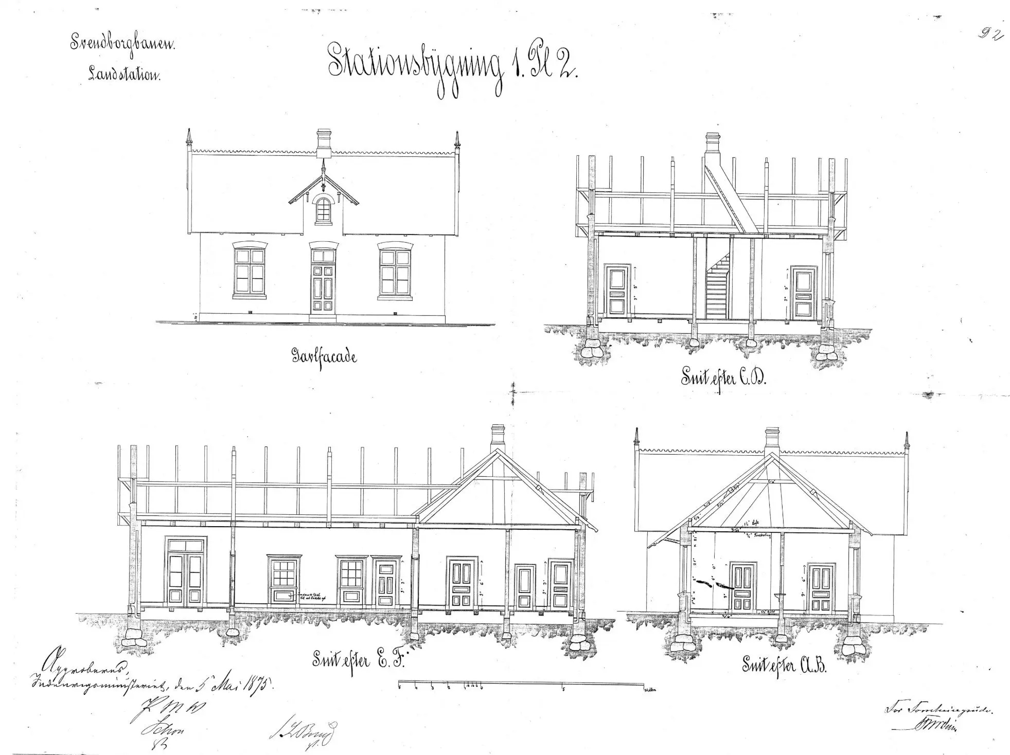 Tegning af Hjallese Station.