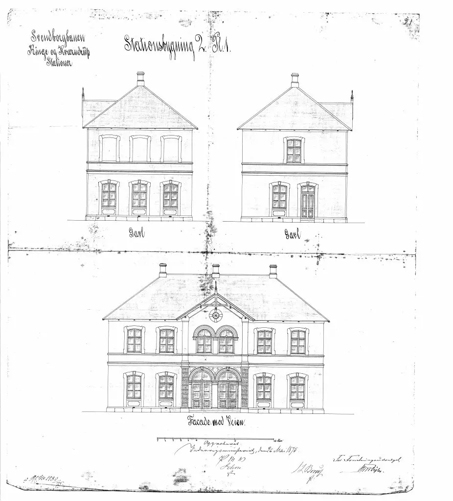 Tegning af Kværndrup Station. Tegning af Kværndrup Station.