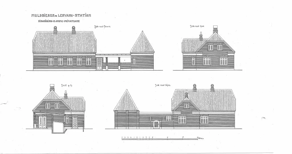 Tegning af Lervang Station.