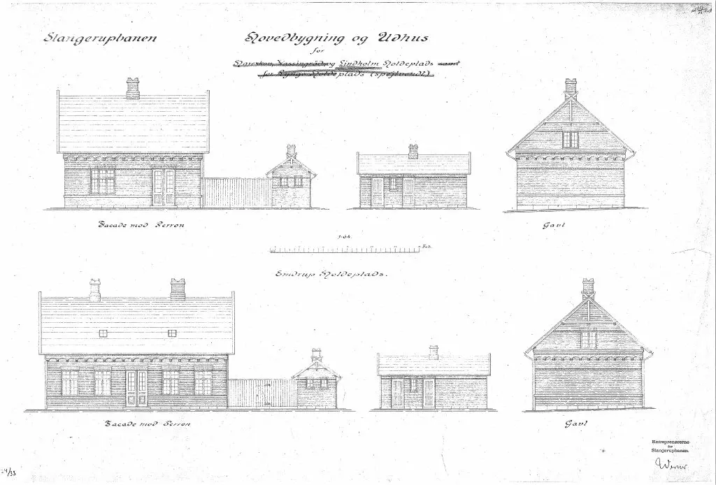 Tegning af Lindholm (Slangerupbanen) Station.