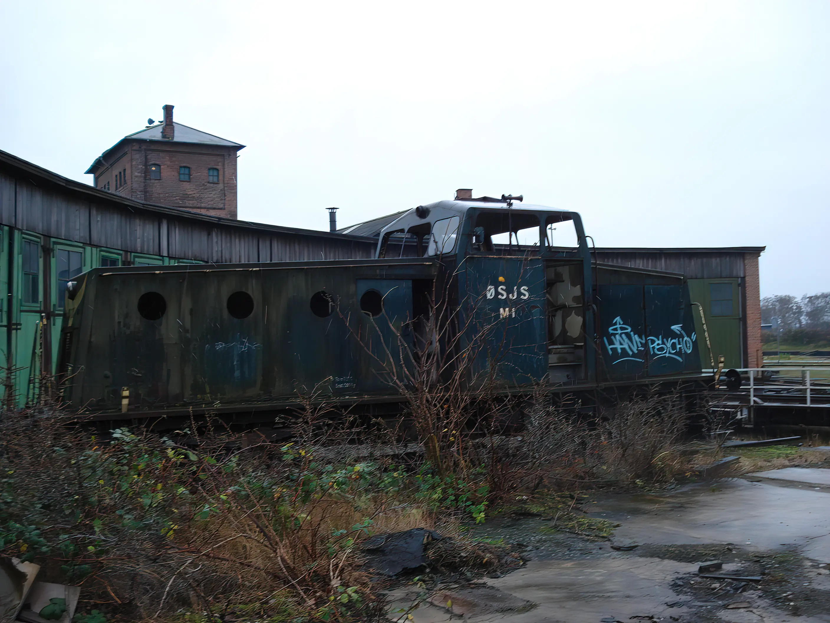 Billede af remiseområdet ved Gedser Station. Billede af remiseområdet ved Gedser Station.