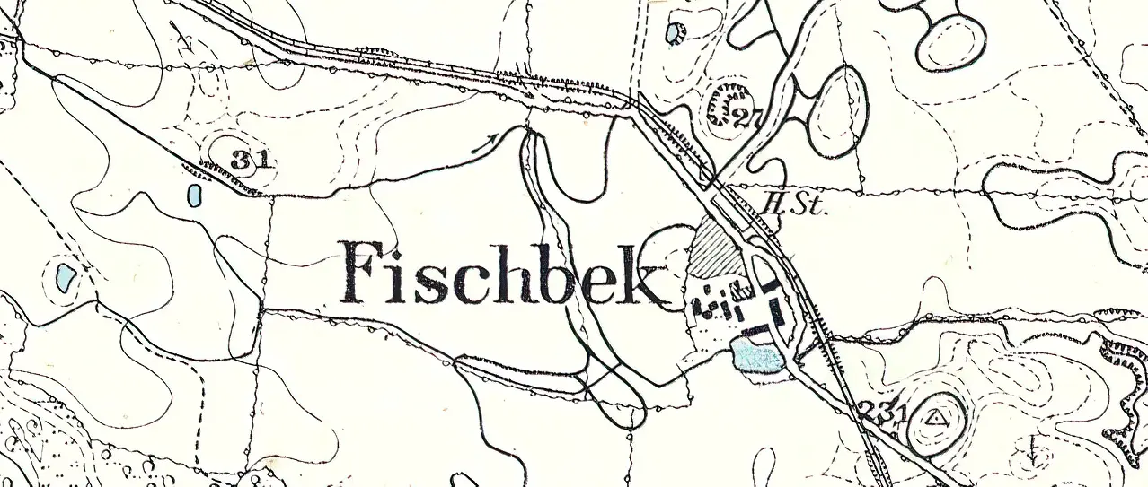 Billede af Fiskbæk Trinbræt Preussiske målebordsblade kort 1902. Billede af Fiskbæk Trinbræt Preussiske målebordsblade kort 1902.