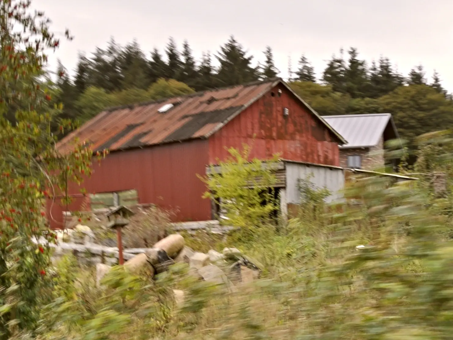 Billede af Grøngrøft Station, som er nedrevet og der er kun den gamle ladebygning tilbage.