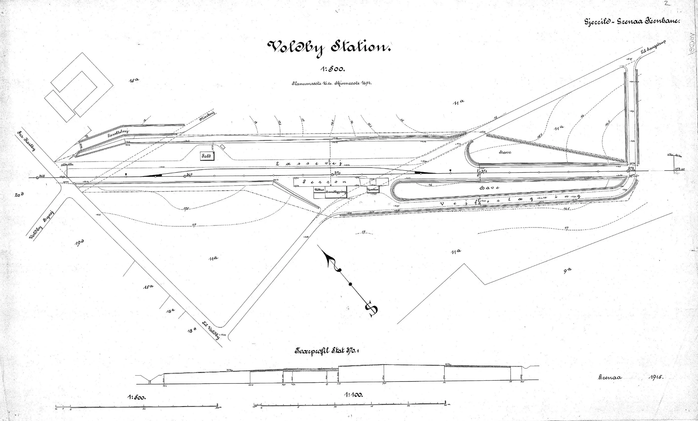 Sporplan af Voldby Station. Sporplan af Voldby Station.
