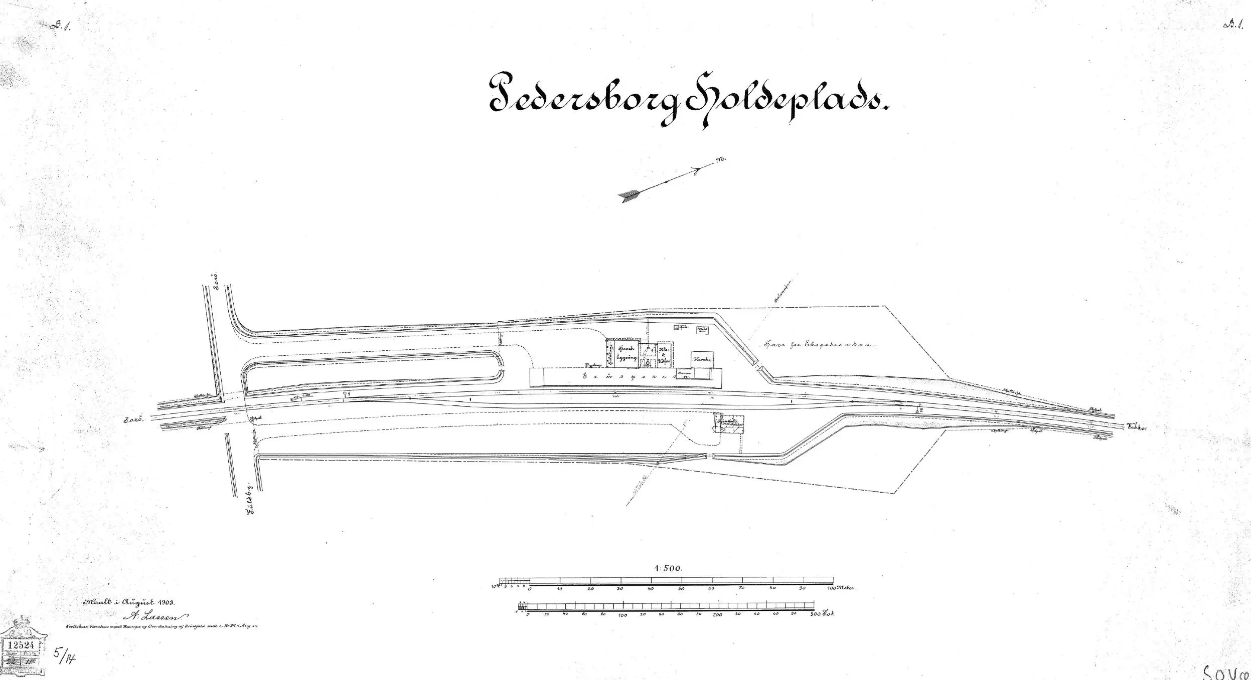 Sporplan af Pedersborg Station.