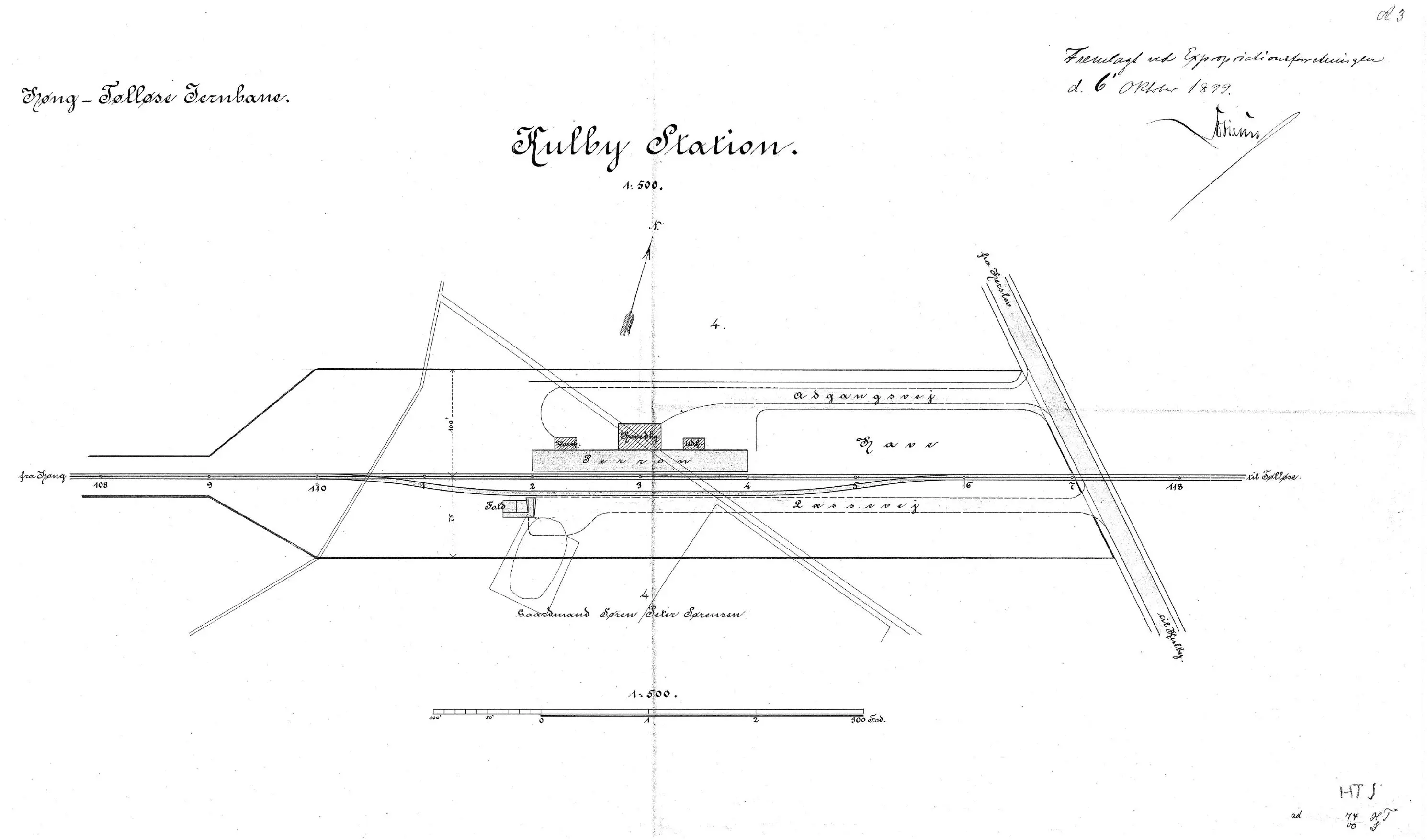 Sporplan af Kulby Station. Sporplan af Kulby Station.