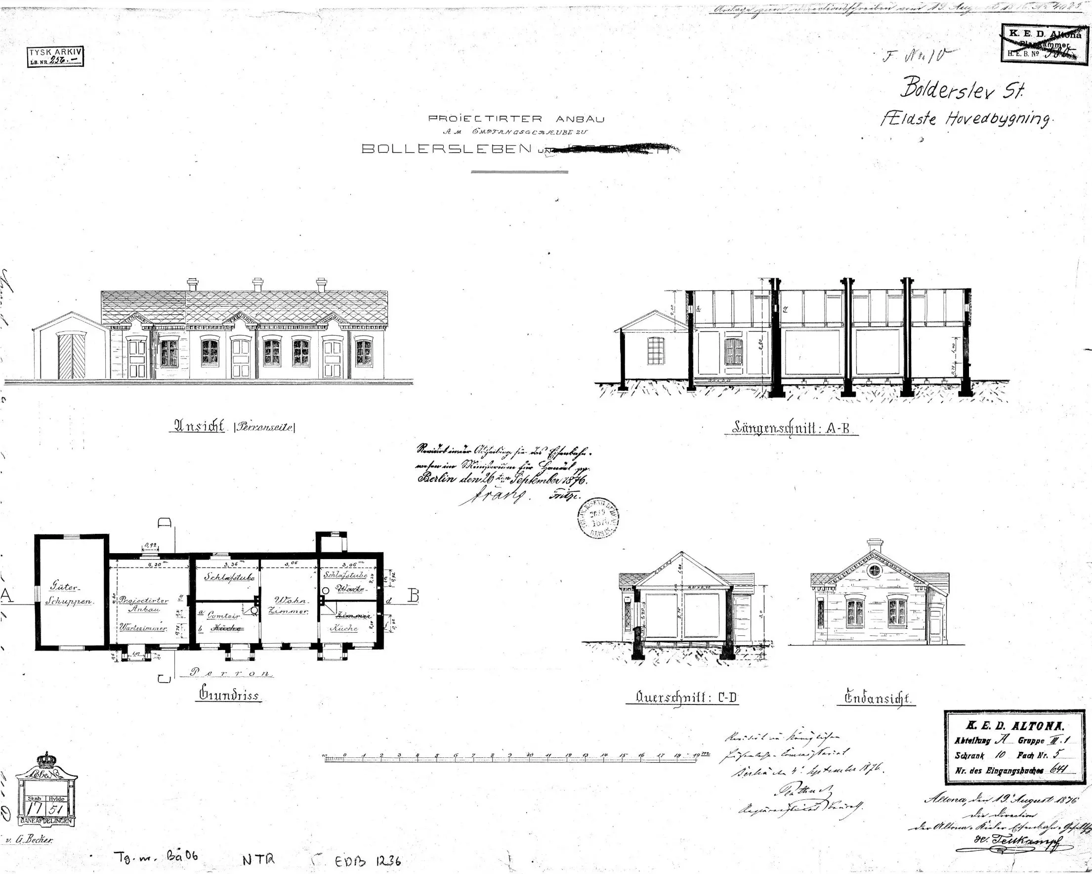 Tegning af Bolderslev Station.