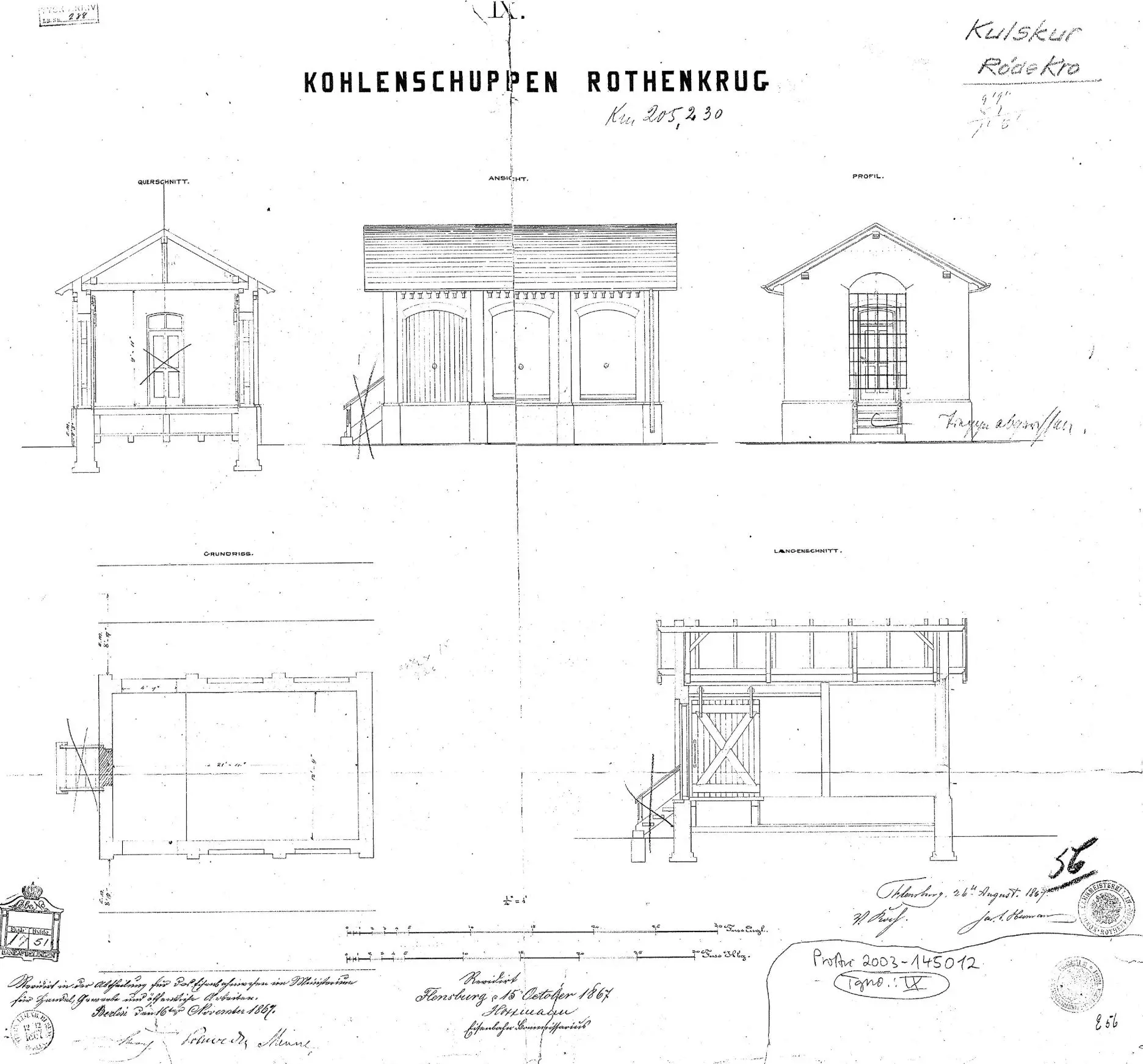Tegning af Rødekro Stations kulskur. Tegning af Rødekro Stations kulskur.
