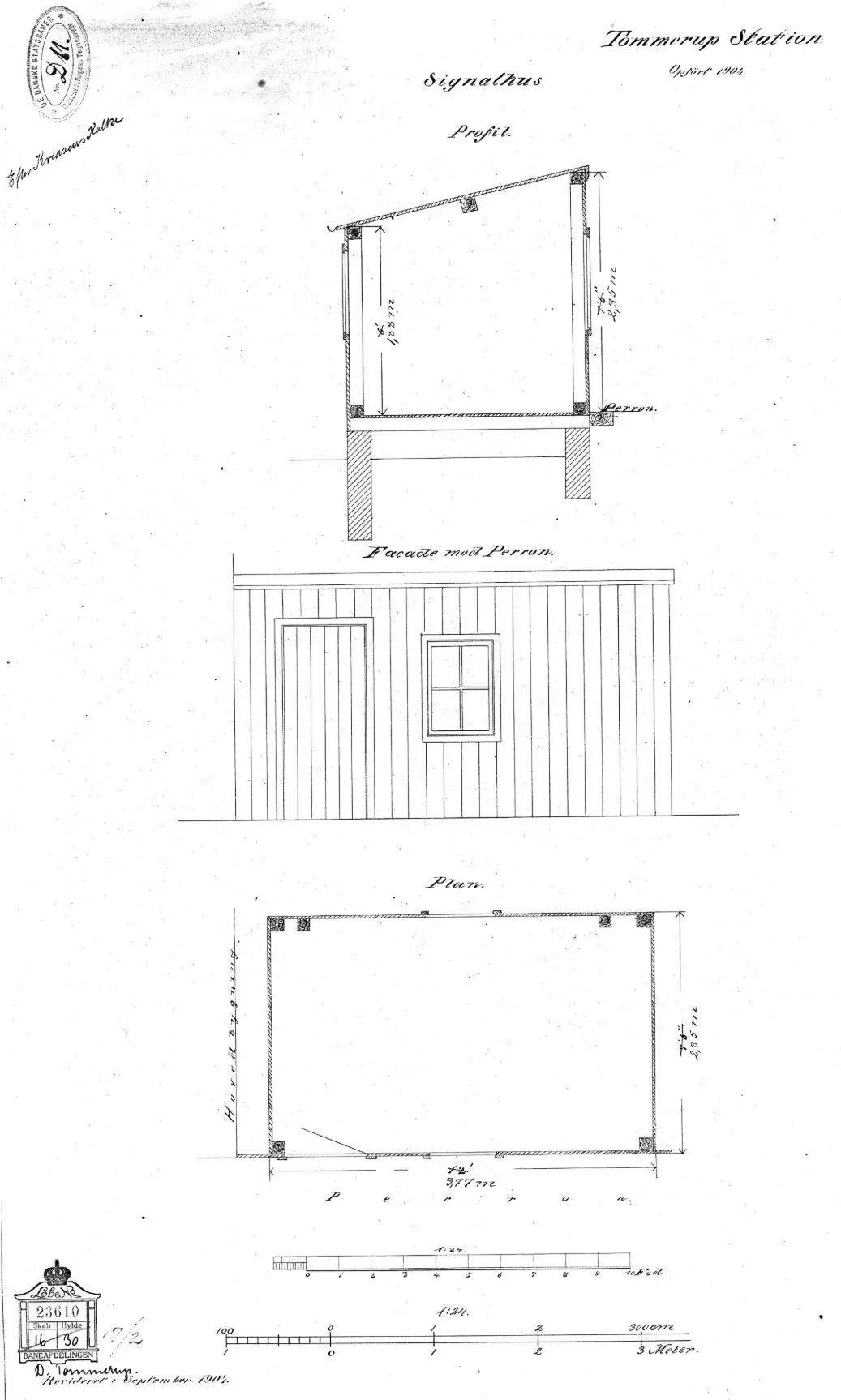 Tegning af Tommerup Stations kommandopost. Tegning af Tommerup Stations kommandopost.