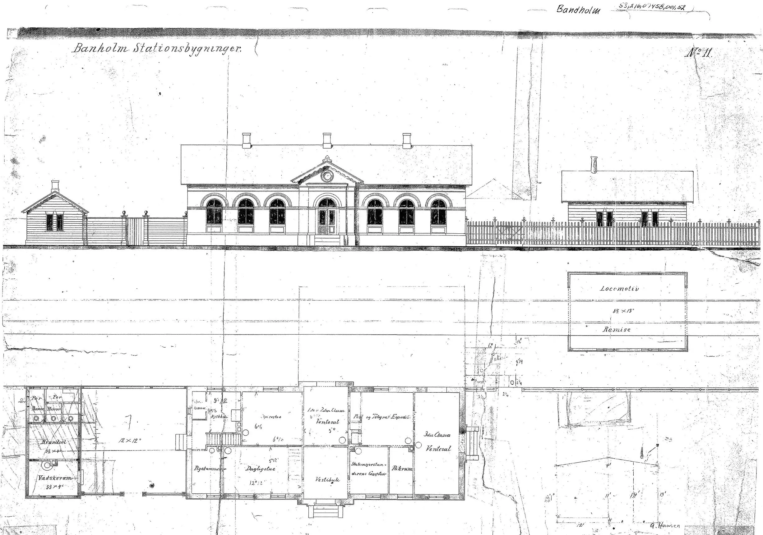 Tegning af Bandholm Station.