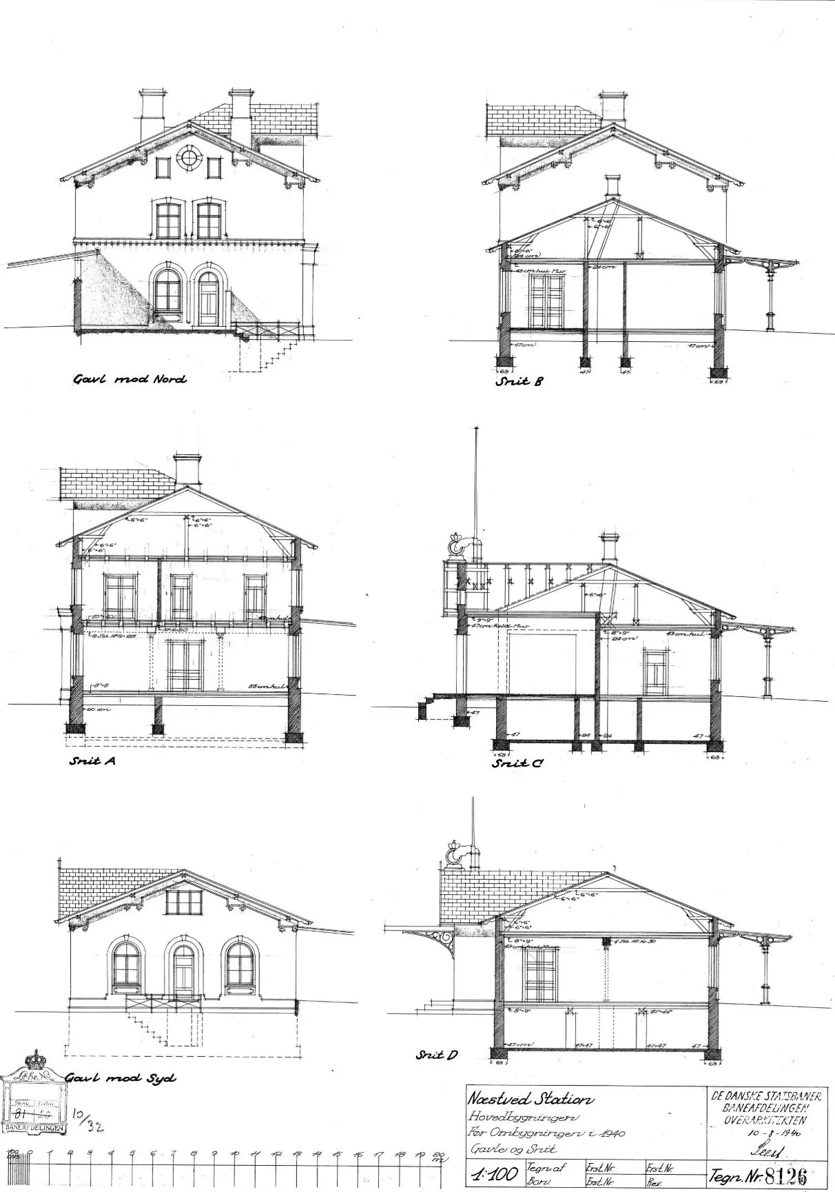 Tegning af Næstved Station.