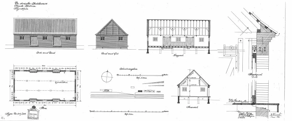 Tegning af Varde Stations pakhus.