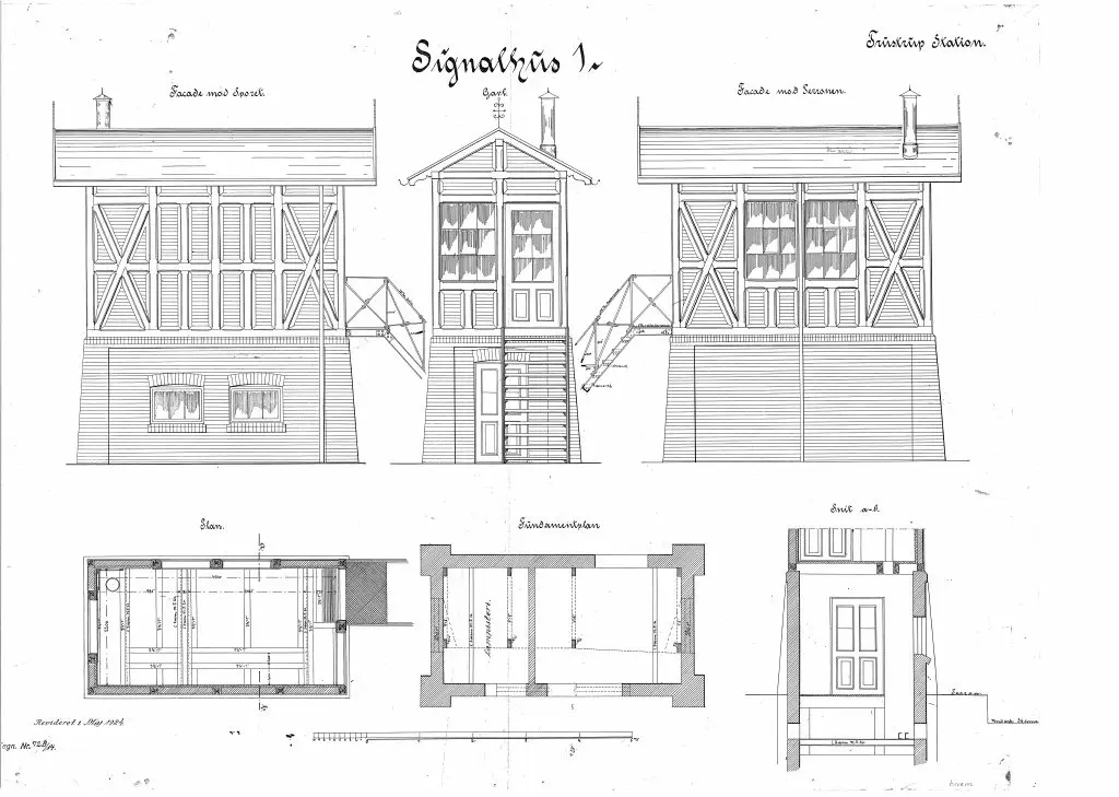 Tegning af Trustrup Stations Signalhus 1.