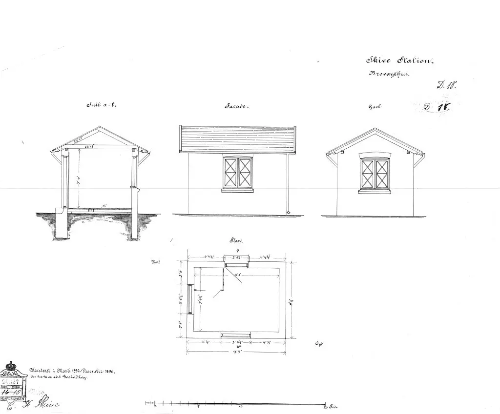Tegning af Skive Stations Brovægthus.