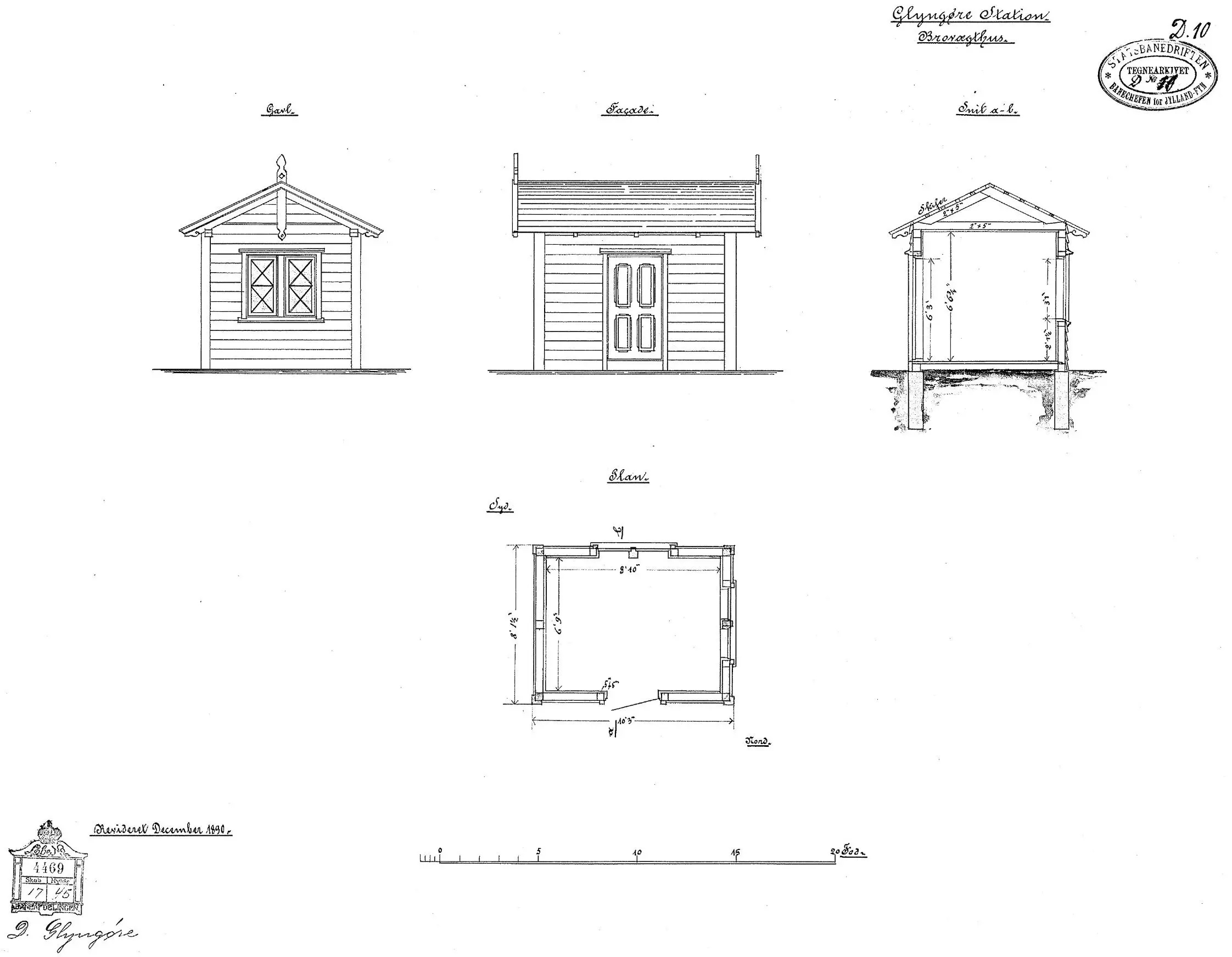 Tegning af Glyngøre Stations Brovægthus.