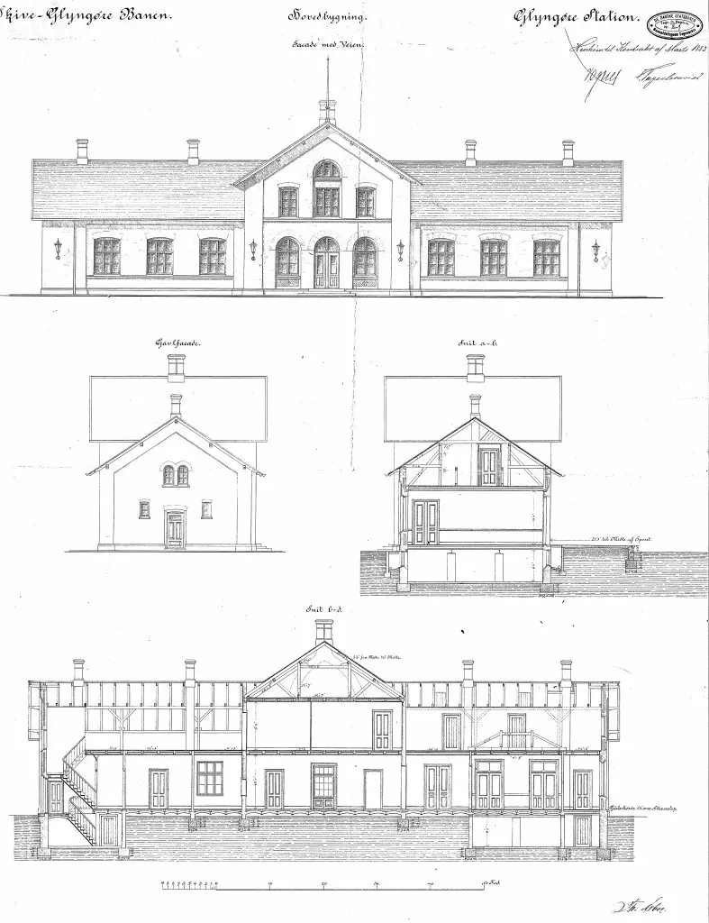 Tegning af Glyngøre Station. Tegning af Glyngøre Station.