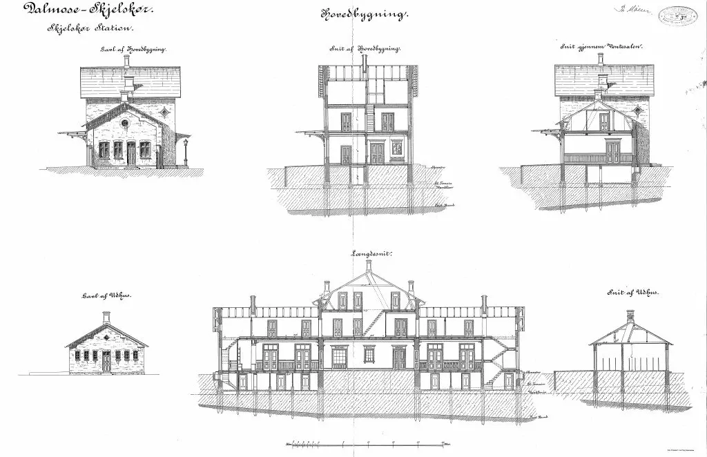 Tegning af Skælskør Station.