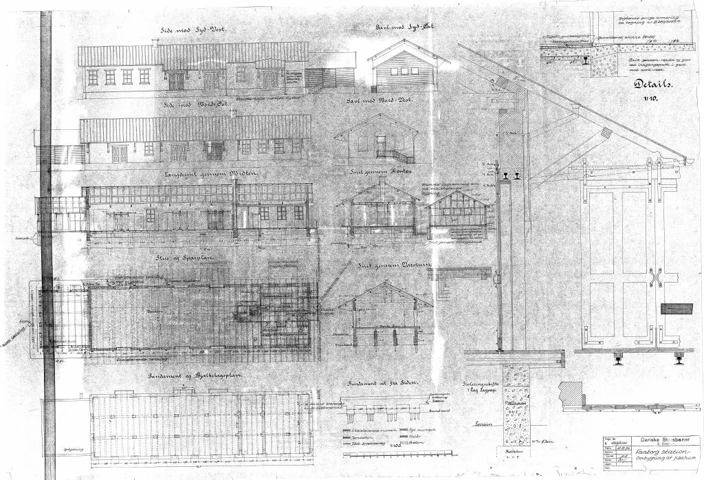 Tegning af Faaborg Stations Ombygning af pakhus.