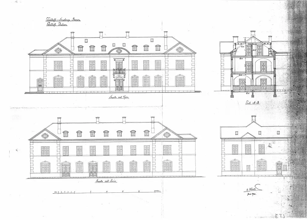 Tegning af Ebeltoft Station.