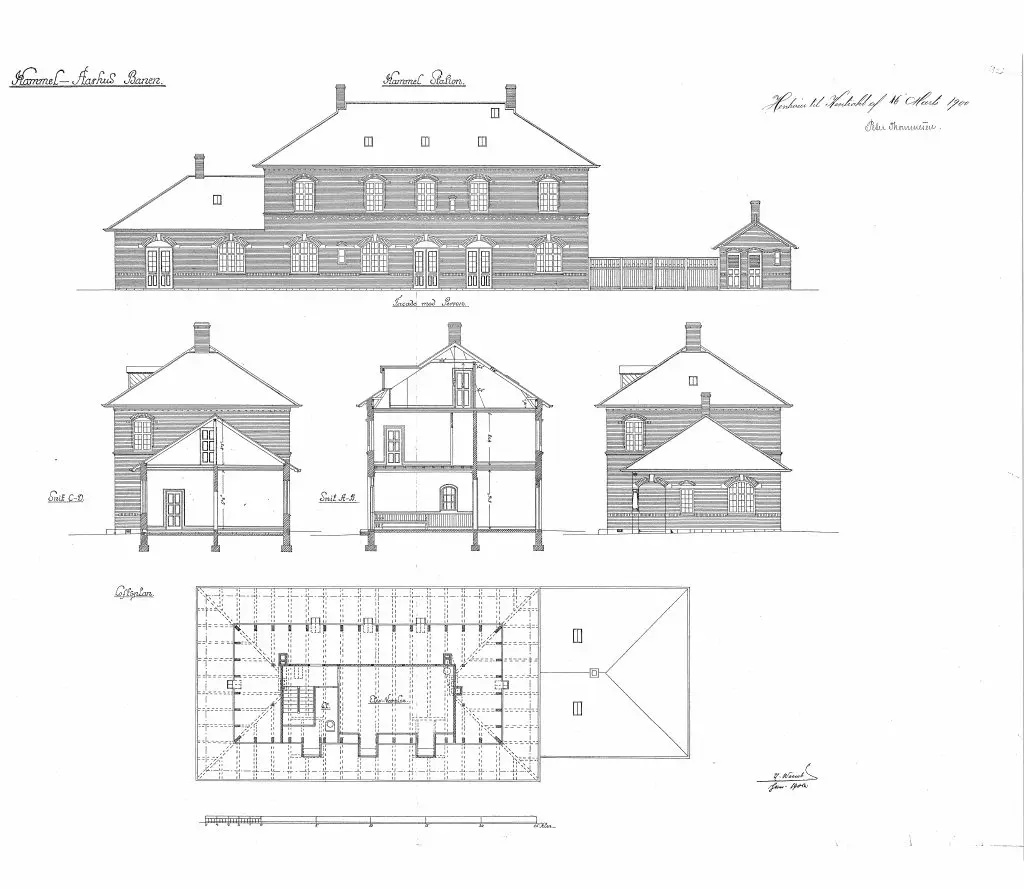 Tegning af Hammel Station.