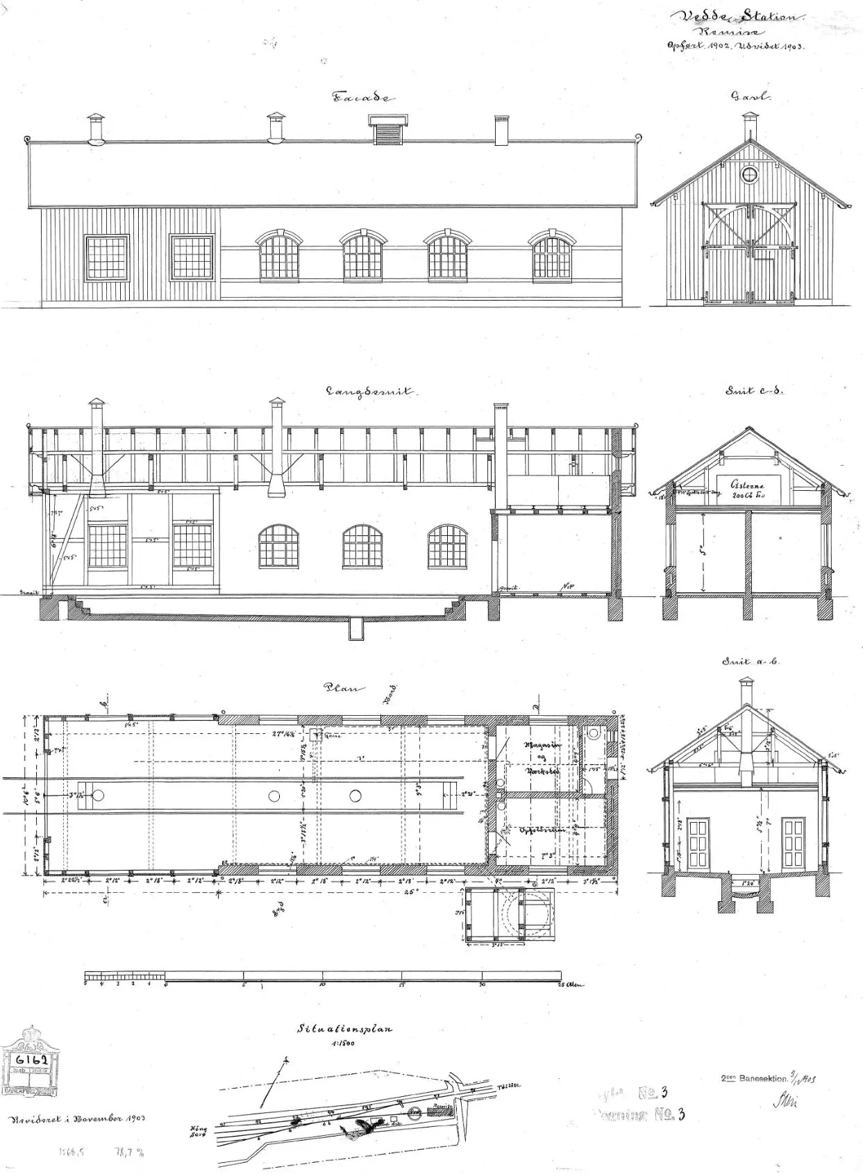 Tegning af Vedde Station.