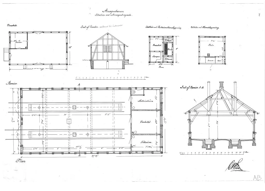 Tegning af Amagerbro Station. Tegning af Amagerbro Station.