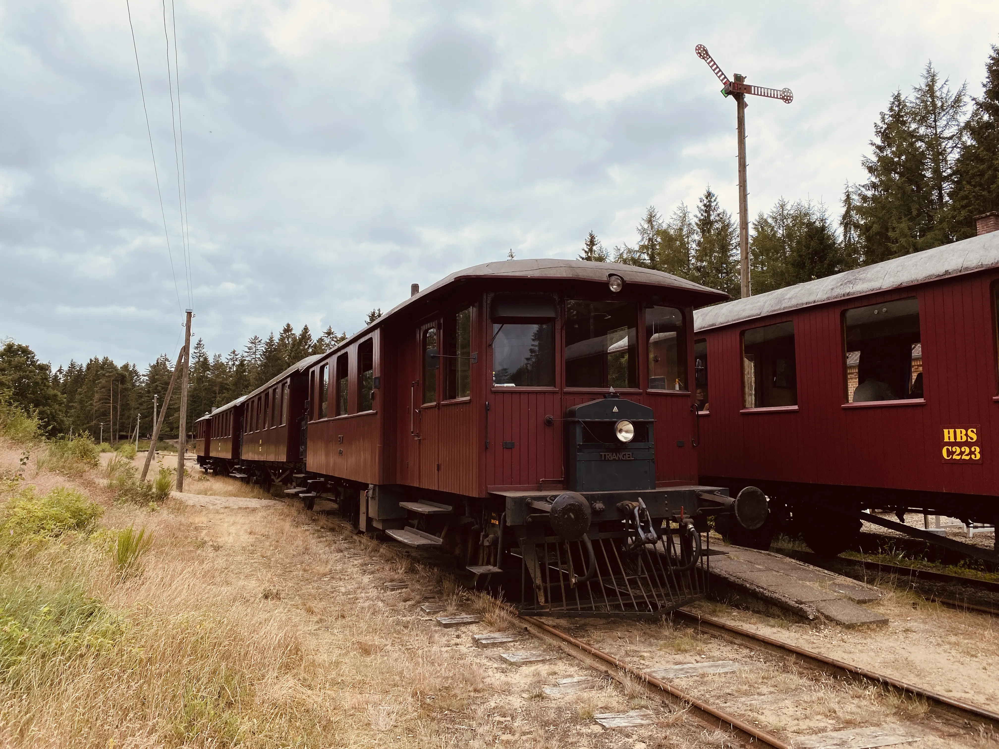 Billede af tog ud for Vrads Station. Billede af tog ud for Vrads Station.