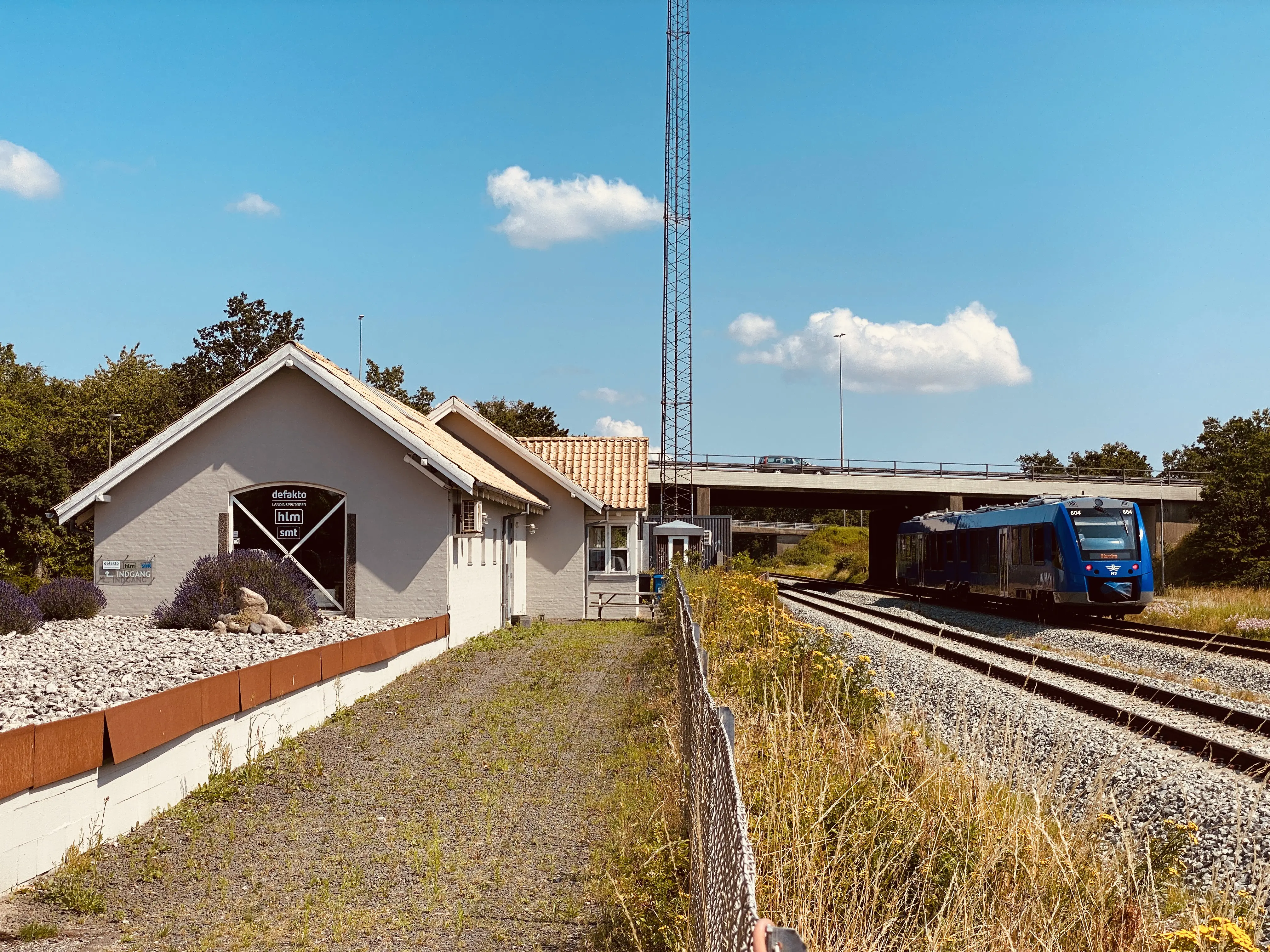 Billede af tog ud for Skalborg Station.