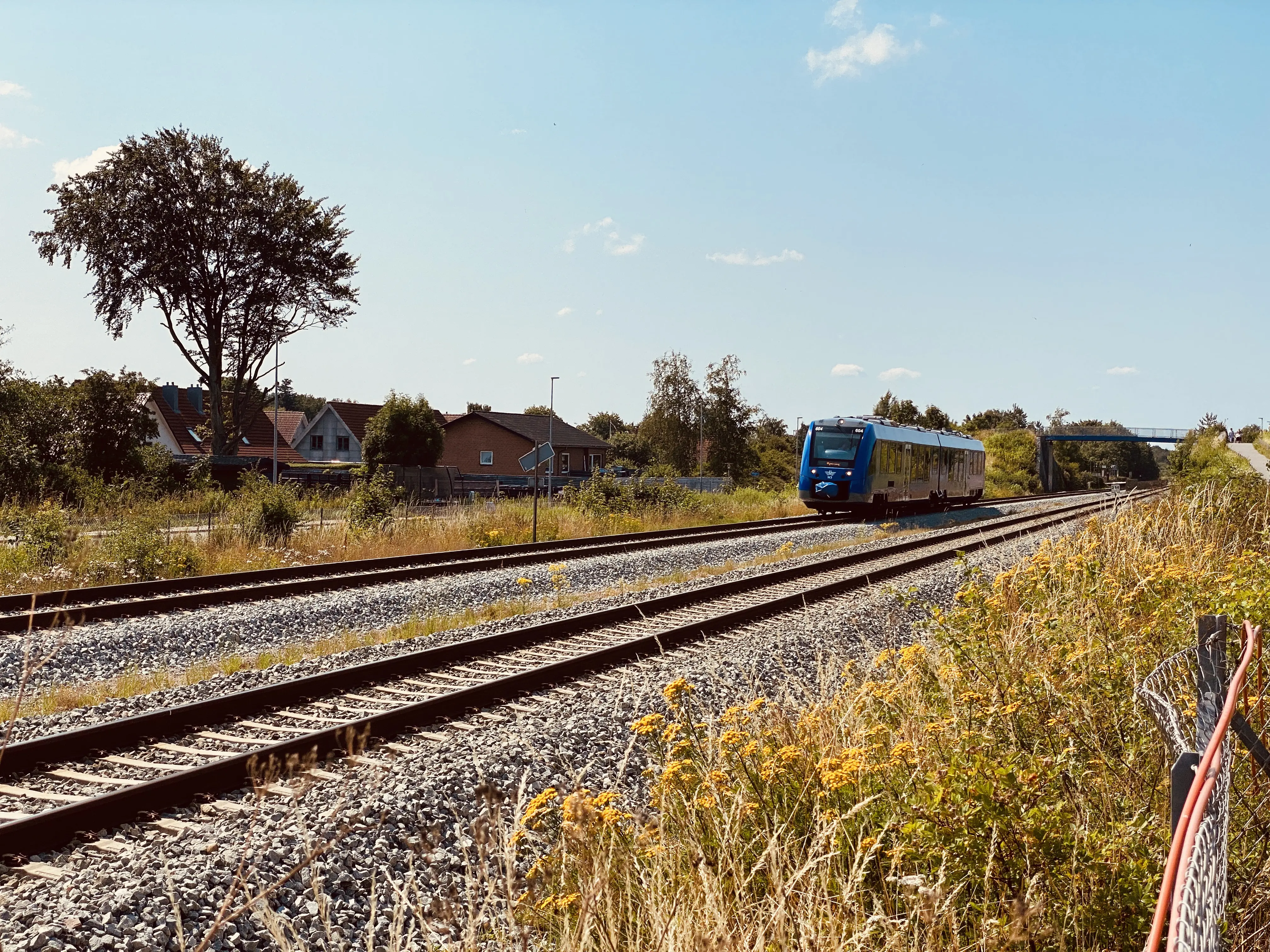Billede af tog ud for Skalborg Trinbræt. Billede af tog ud for Skalborg Trinbræt.