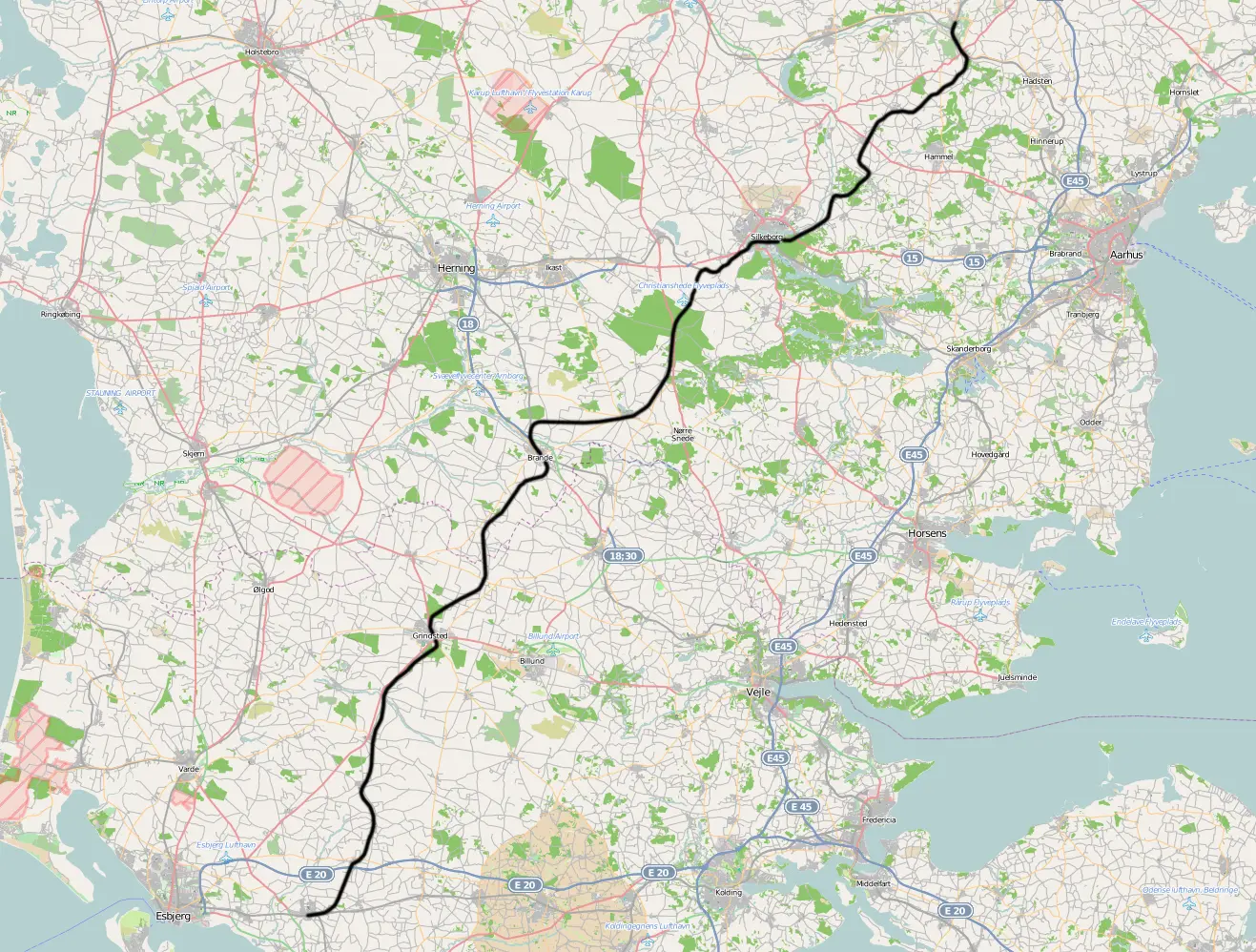 Banekort fra Laurbjerg-Silkeborg  (DSB).