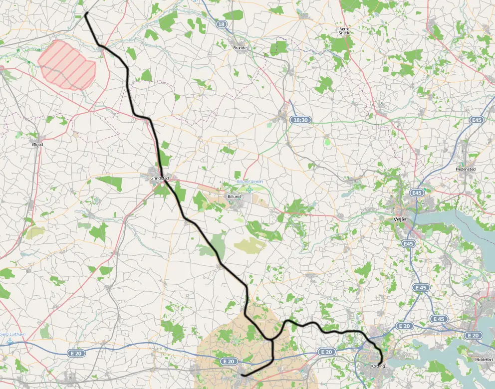 Banekort fra Troldhede-Kolding (TKVJ).