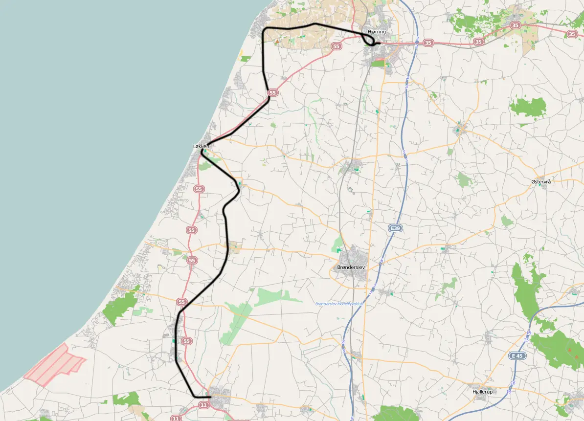 Banekort fra Hjørring-Løkken-Aabybro (HLA). Banekort fra Hjørring-Løkken-Aabybro (HLA).