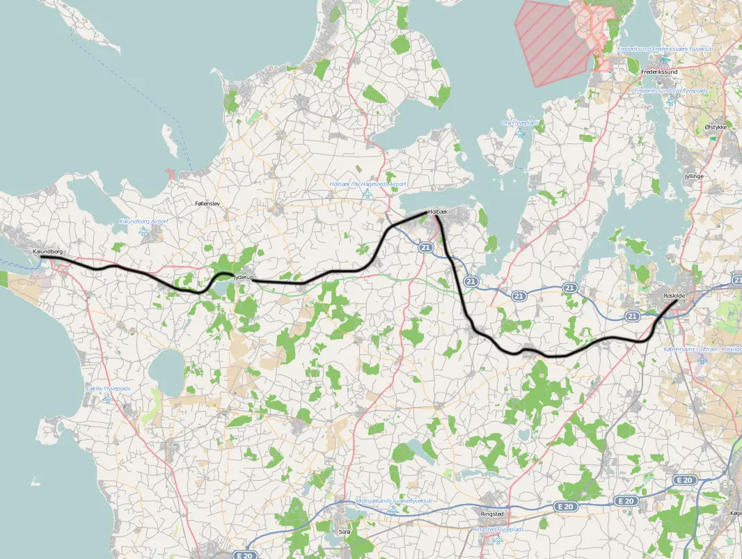 Banekort fra Nordvestbanen på Sjælland (DSB).