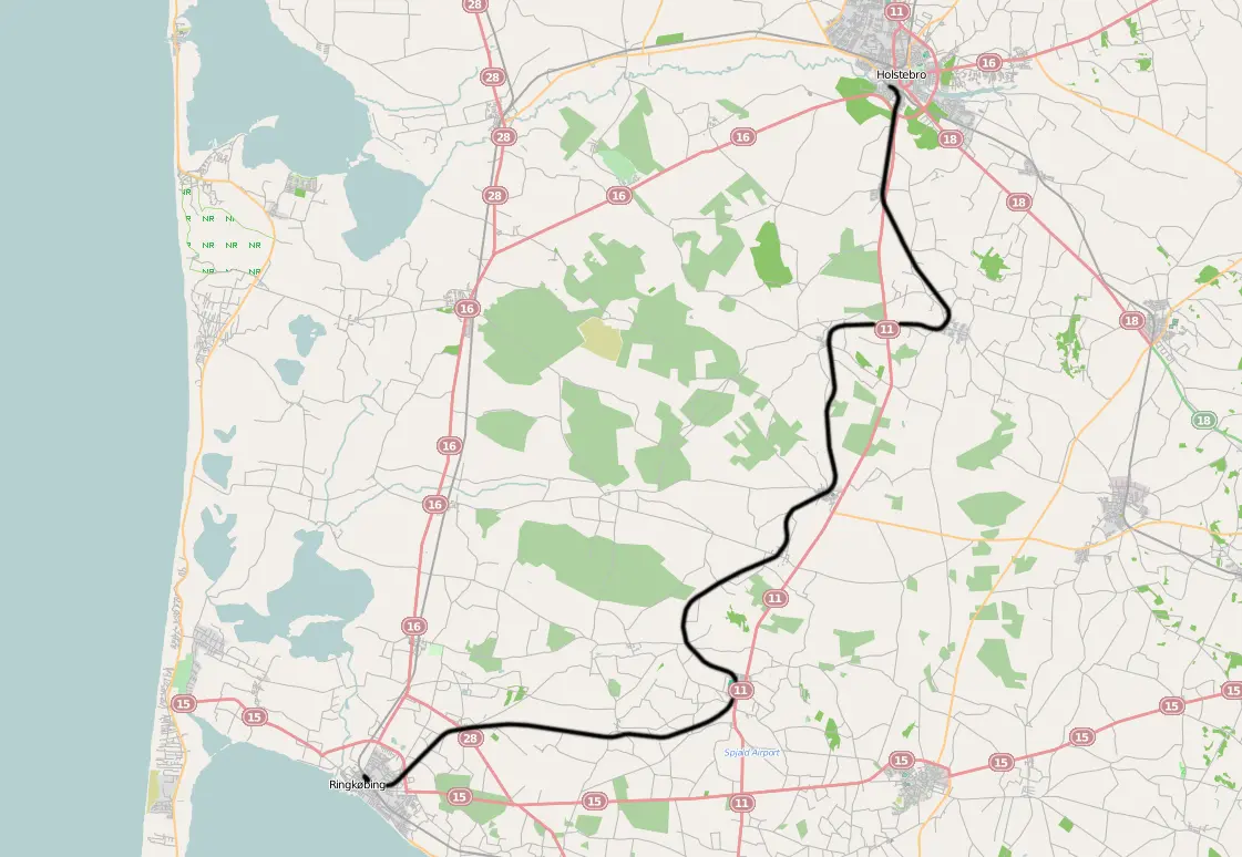 Banekort fra Ringkøbing-Nørre Omme Jernbane (R.No.J).