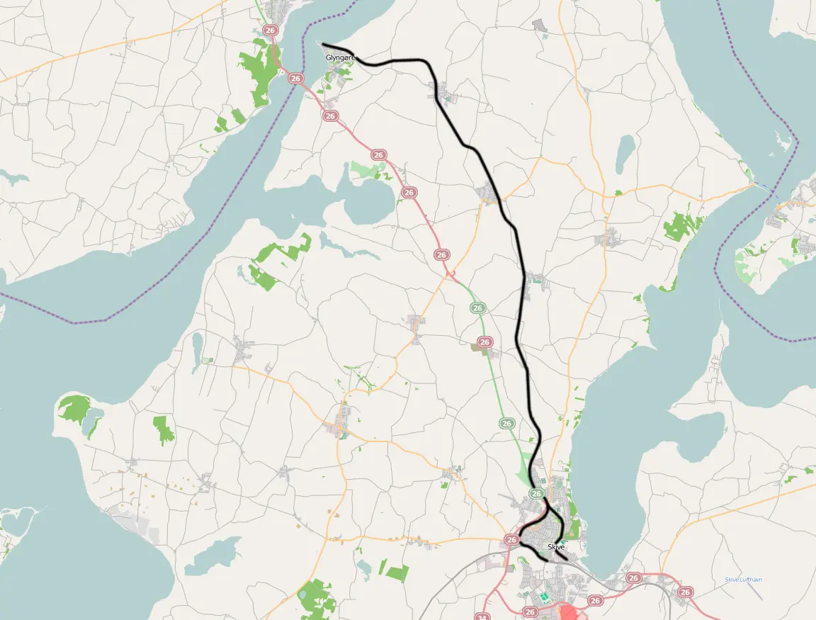 Banekort fra Skive-Glyngøre (DSB). Banekort fra Skive-Glyngøre (DSB).