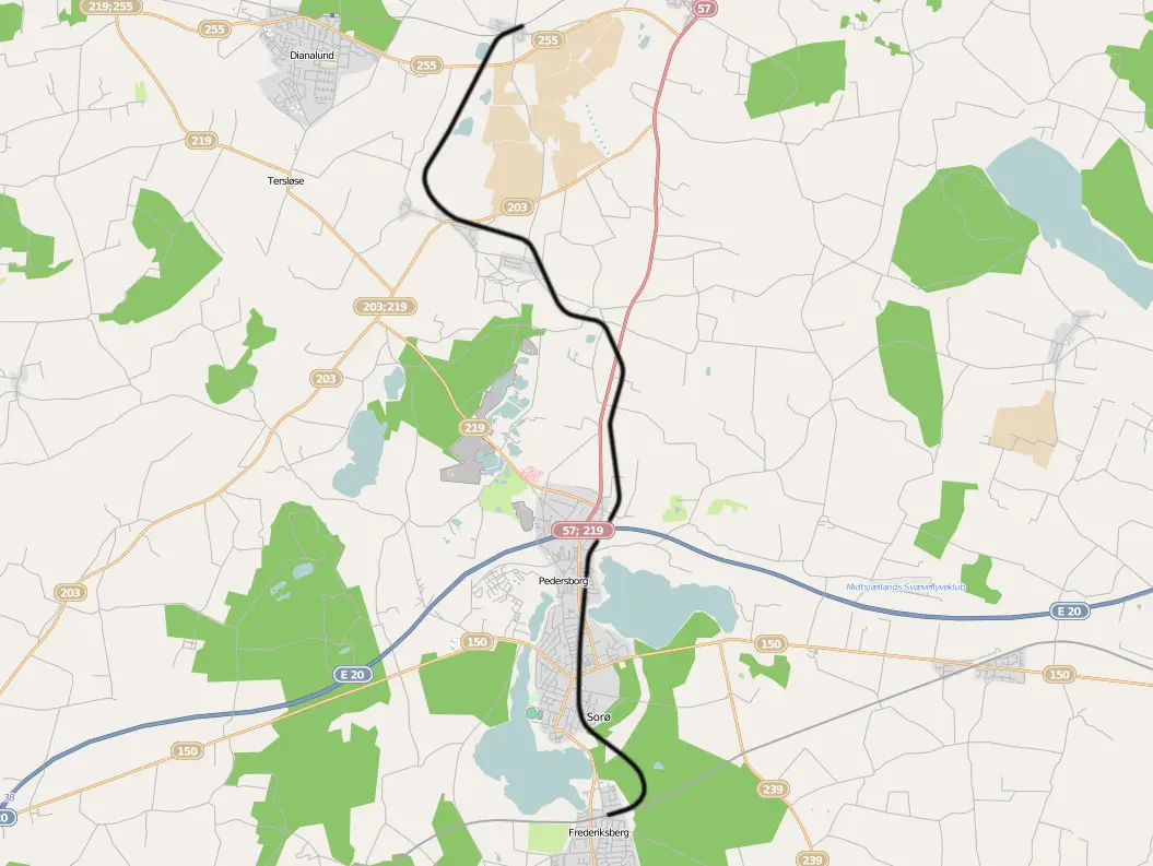 Banekort fra Sorø-Vedde Jernbane Selskab (SVJS).