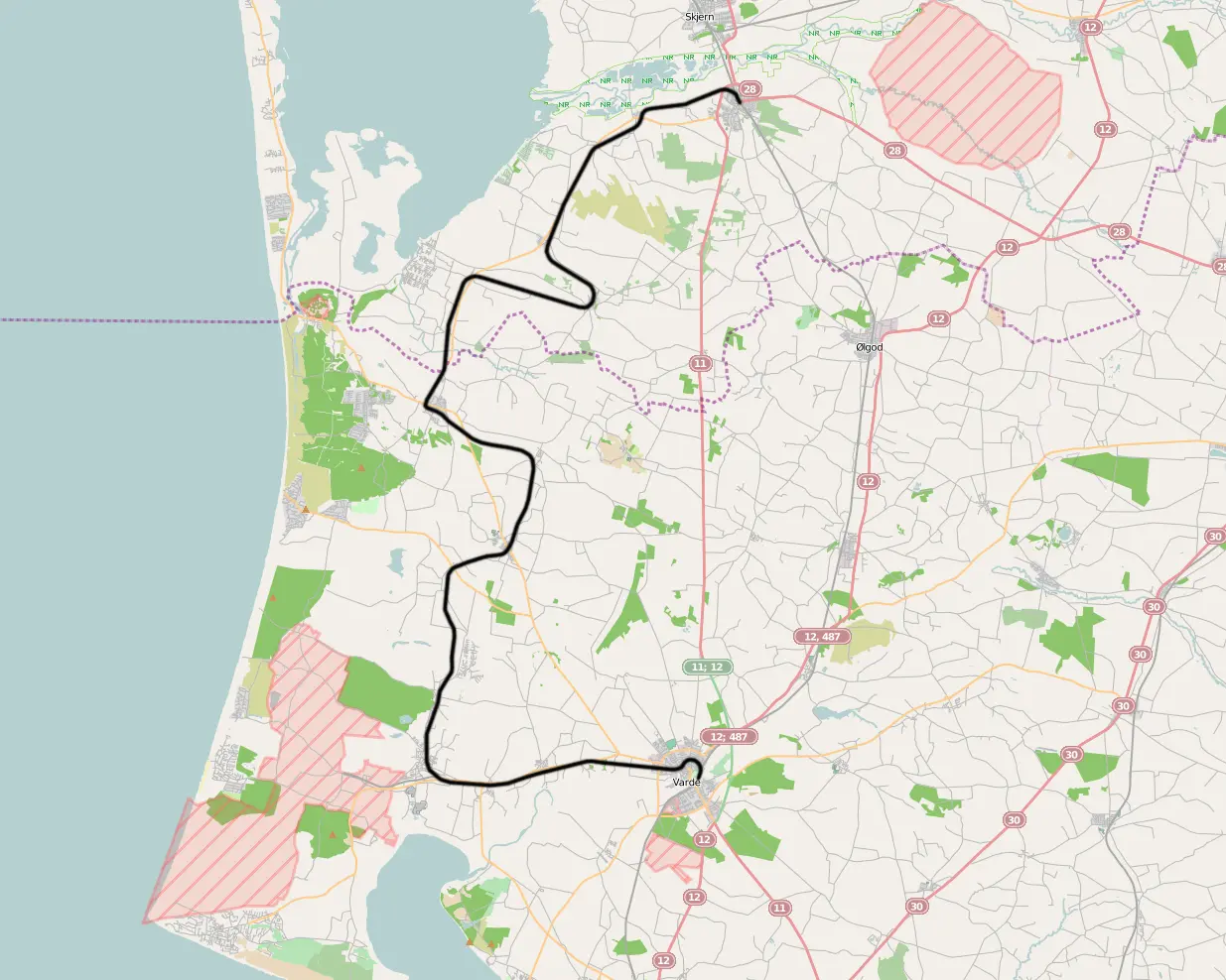 Banekort fra Varde-Nørre Nebel-Tarm Jernbane (VNTJ). Banekort fra Varde-Nørre Nebel-Tarm Jernbane (VNTJ).