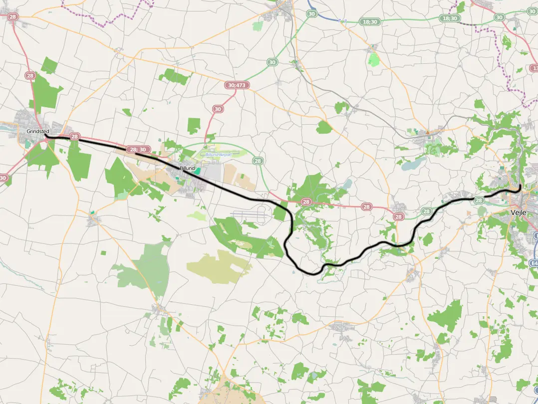 Banekort fra Vejle-Vandel Jernbane (VVJ).