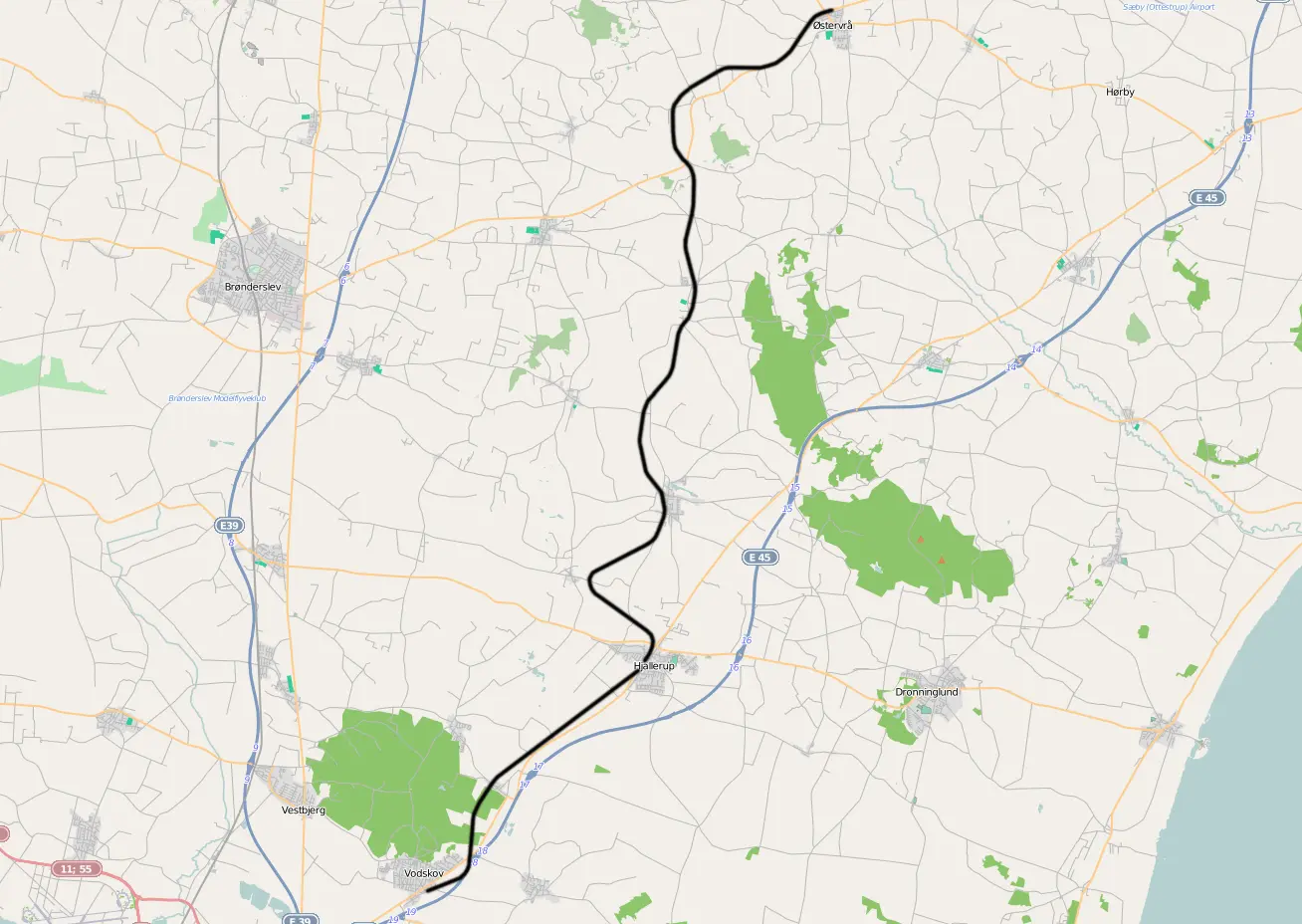 Banekort fra Vodskov-Østervrå Jernbane (VØ). Banekort fra Vodskov-Østervrå Jernbane (VØ).