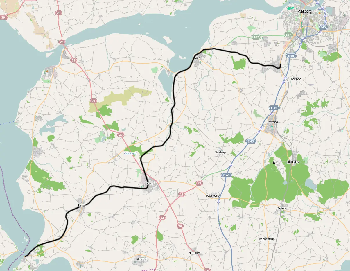 Banekort fra Aalborg-Hvalpsund Jernbane (AHB). Banekort fra Aalborg-Hvalpsund Jernbane (AHB).